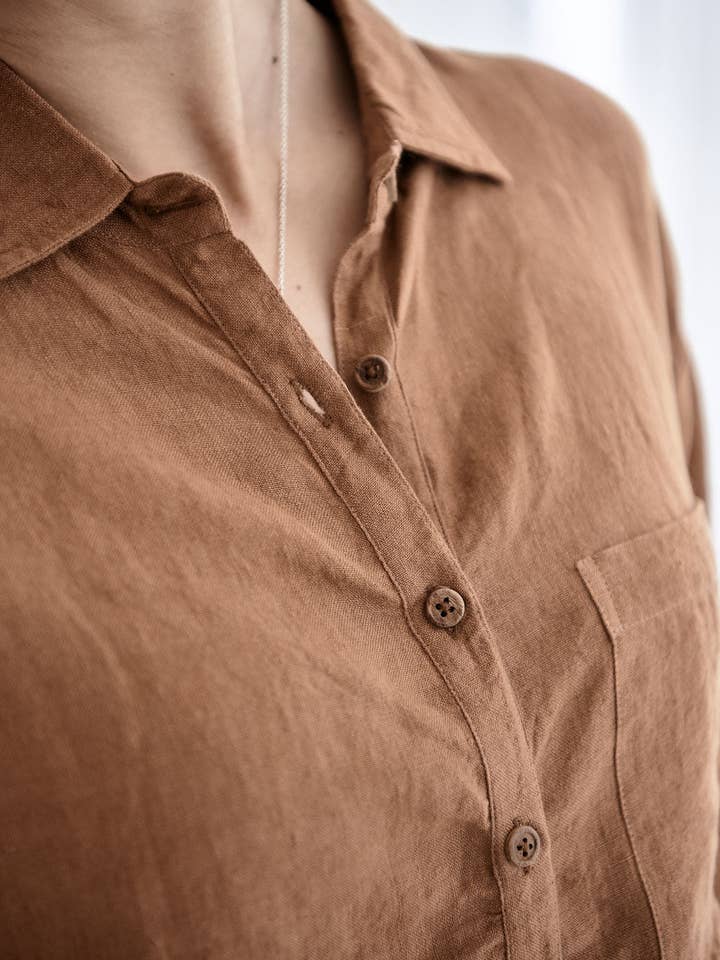 Noce moscata Camicia Fundamental in lino - Noce moscata in vendita all'ingrosso su Faire7