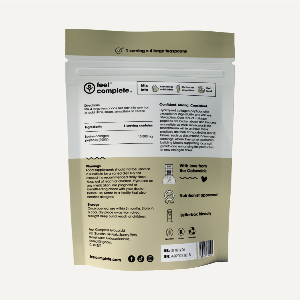 Feel Complete - Vente Poudres protéinées/superaliments - Poudre de collagène protéiné Feel Complete1