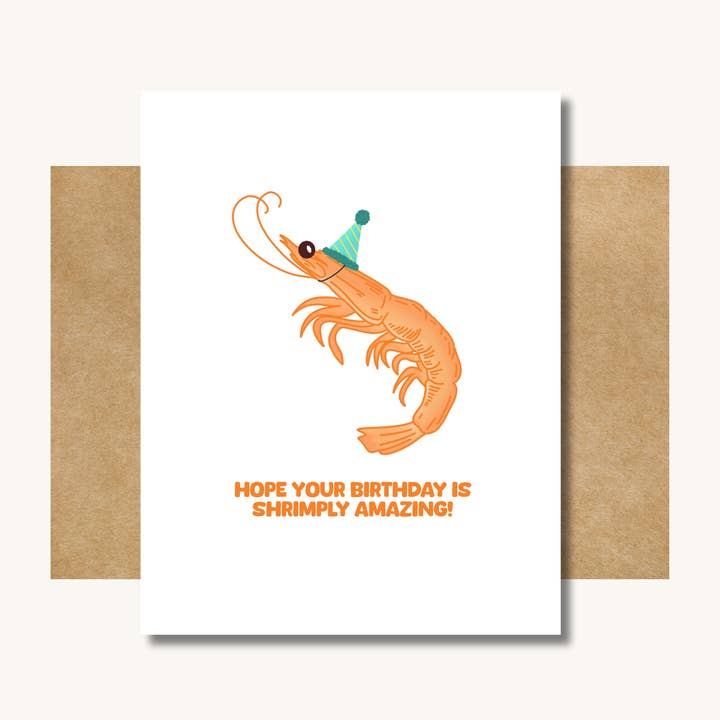 Hope Your Birthday Is Shrimply Amazing - Funny Birthday Card for wholesale by Kelly Scott Design Co