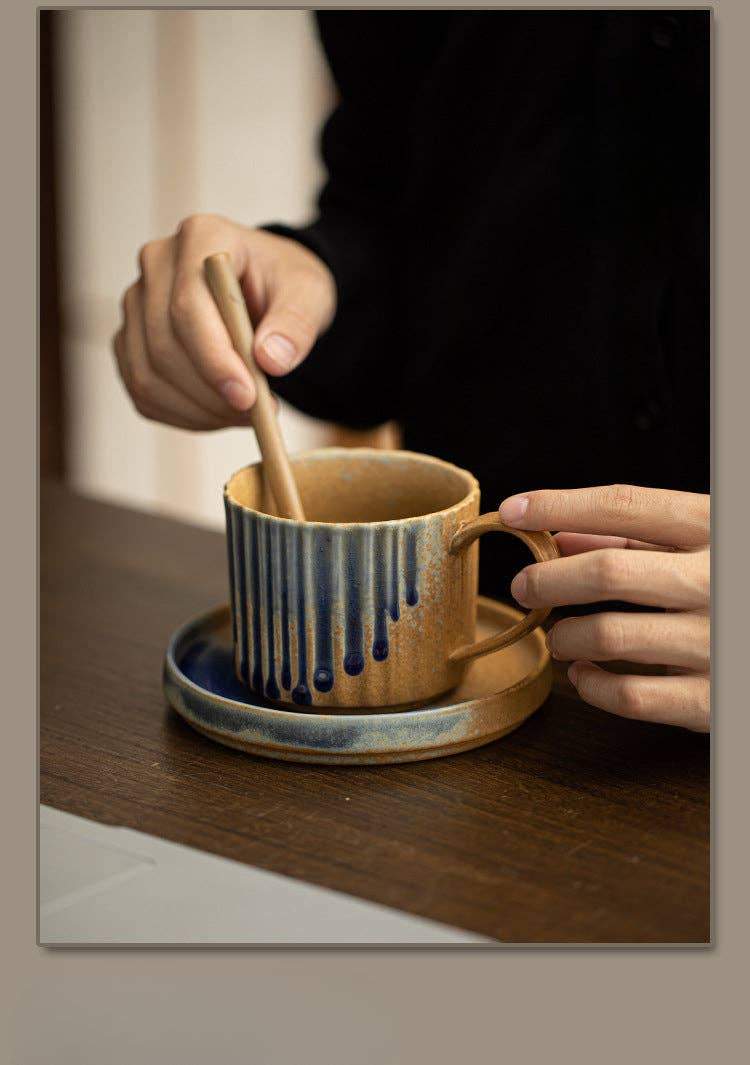 Gohobi （We cover U.S. import duties） - Wholesale Coffee Mug - Gohobi Japanese Style Ceramic Coffee Mug with Saucer Set 00720