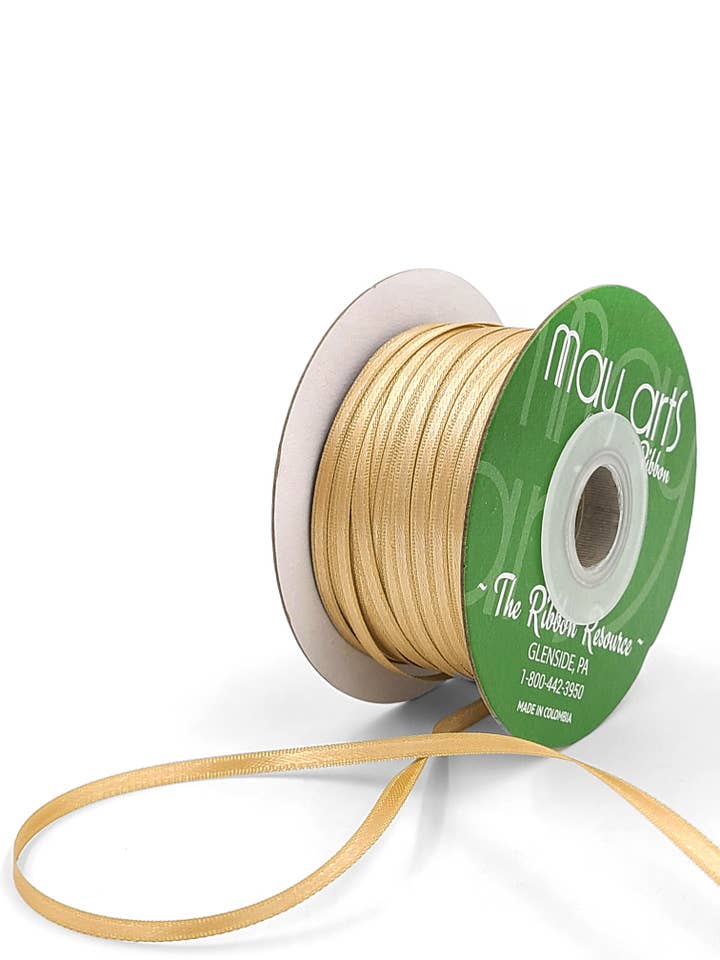 ~1/8"Luster Double Face Satin Ribbon, New Gold for wholesale by May Arts Ribbon