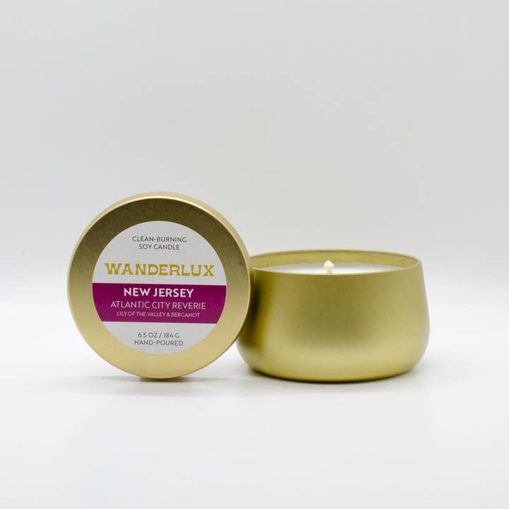 Wanderlux New Jersey Atlantic City Reverie 184 gram Sojaljus för wholesale av Wanderlux Candles