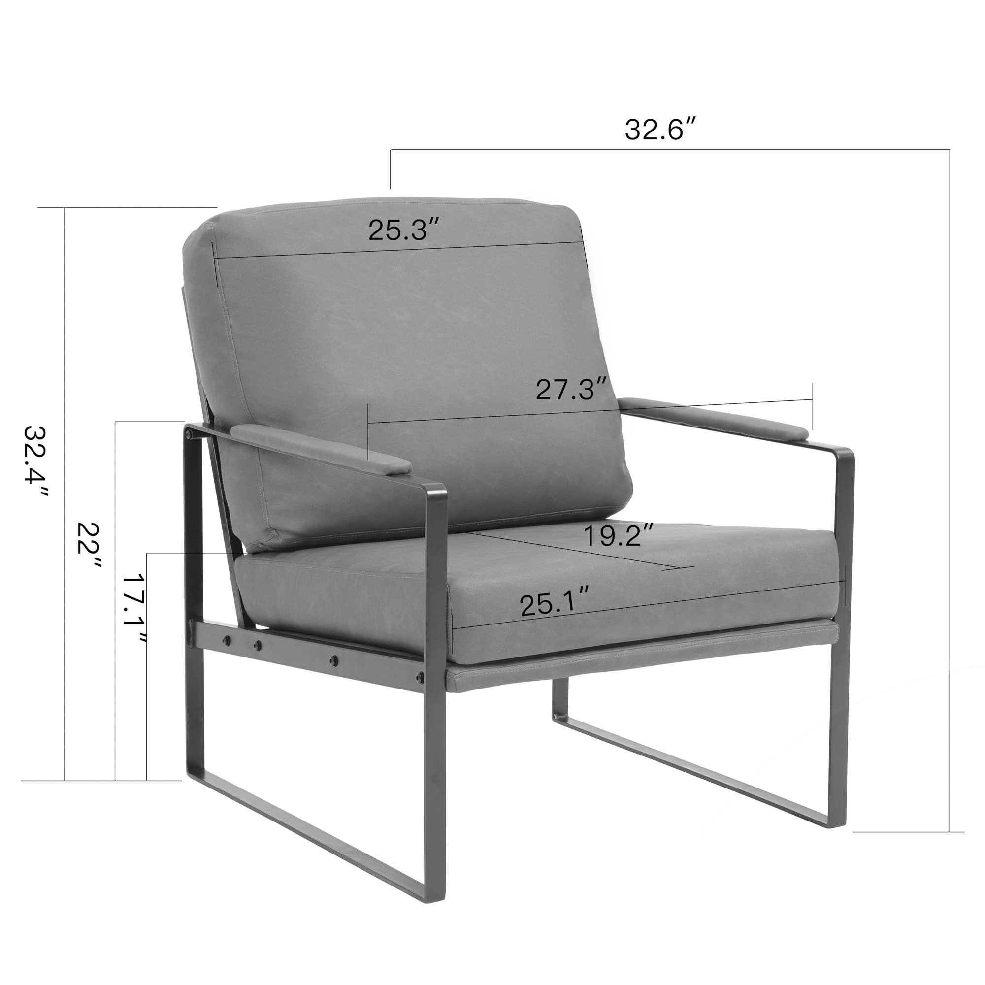 Glamour Home - Vente Chaises - Fauteuil d'appoint en similicuir Ayume Brown avec pieds en fer noir7