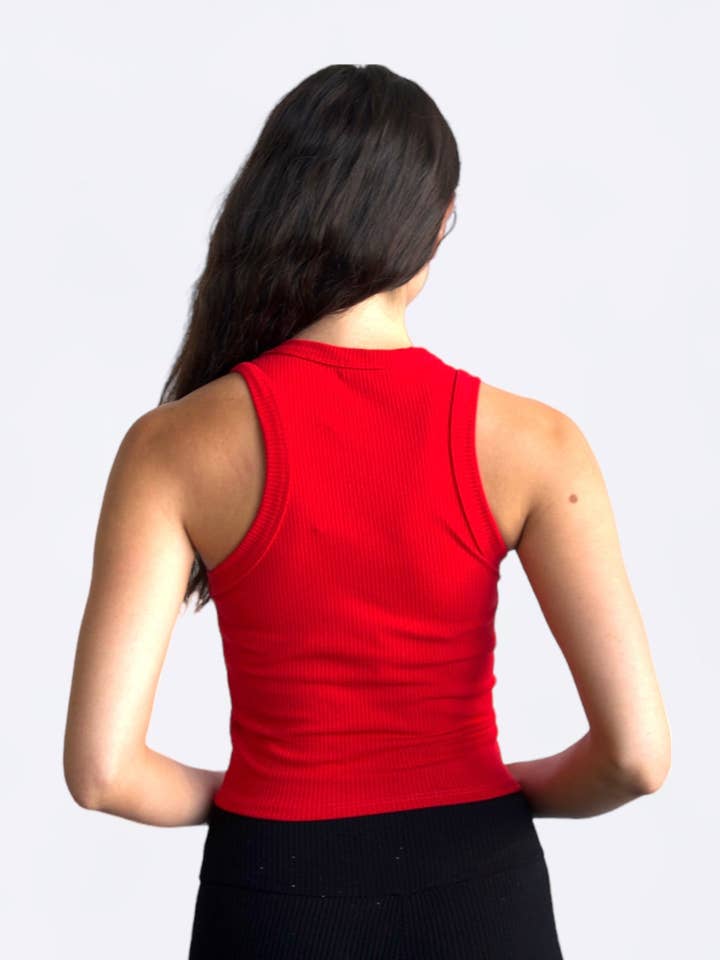 Camiseta sin mangas Bridgewater acanalada roja para venta al por mayor de Briavia