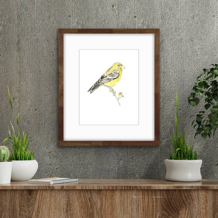 Female Goldfinch - Watercolor Art Print for wholesale by Moonbug