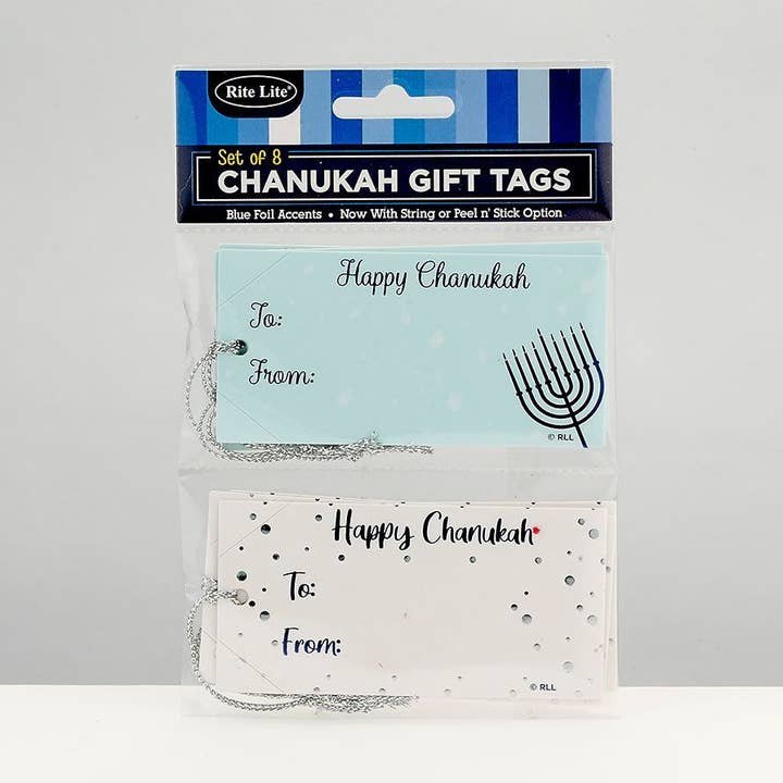 Chanukah Gift Tags,Blue Foil,4 x 2,8/Pack,Headr for wholesale by Rite lite