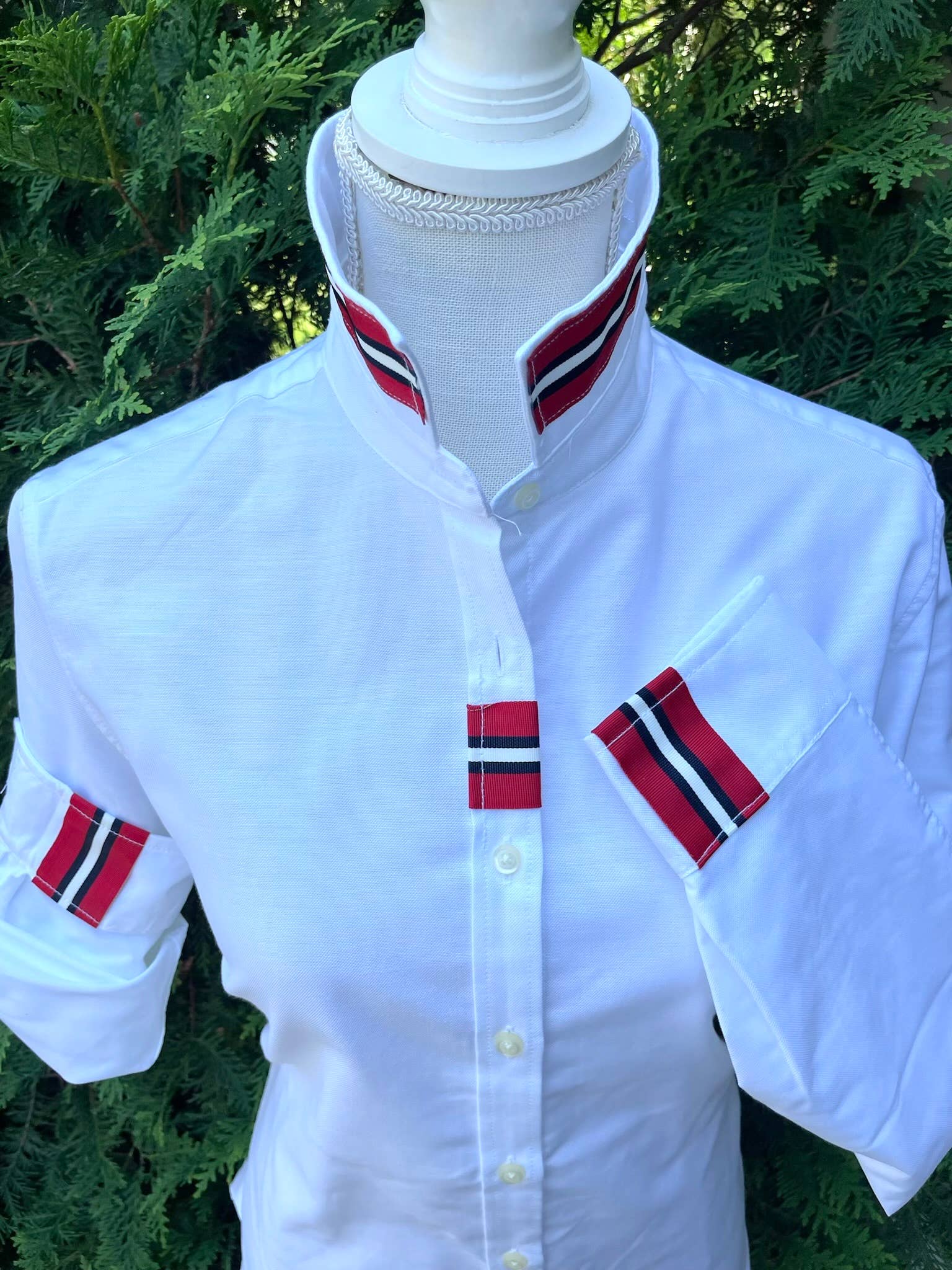 Casie 2 - White Ox w/Red, White & Black  Stripe Ribbon for wholesale on Faire2