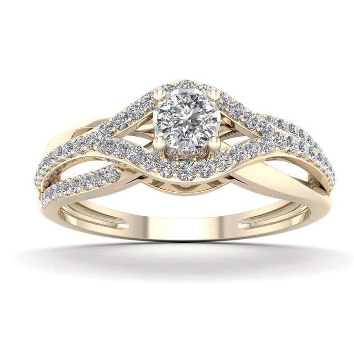 1/3ct TDW Diamond Bypass Engagement Ring in 10K Gold for wholesale by De Couer New York