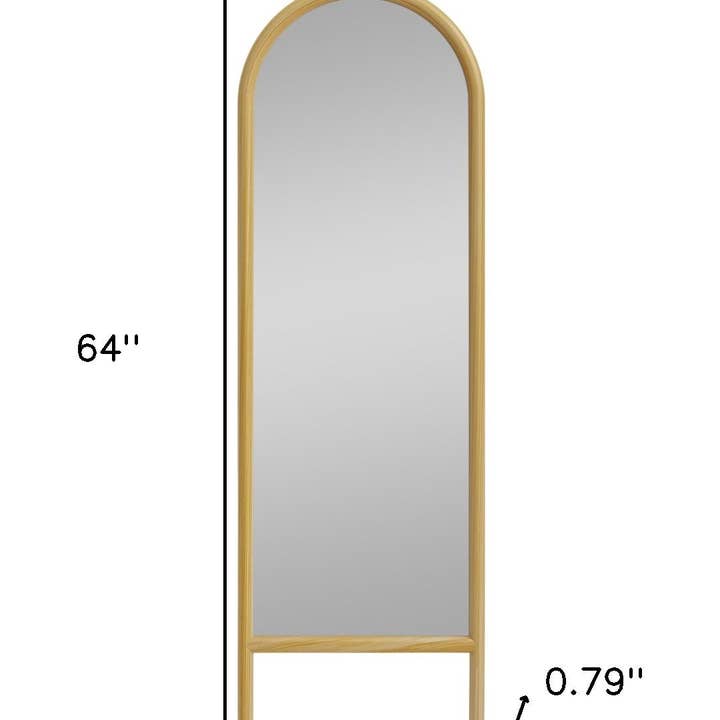 HomeRoots - Wholesale Vanity mirror - 64" Natural Solid Wood Arch Leaning Framed Full Length Mirror2