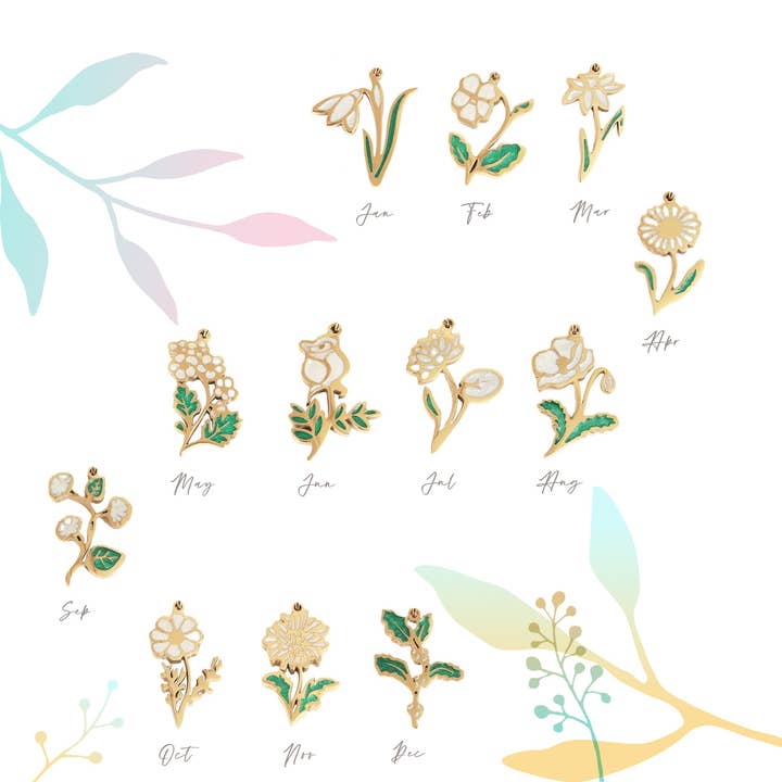 Studio Hop - Wholesale Pendant/Charm Necklace - Cut-Out Enamel Birth Flower Necklace3