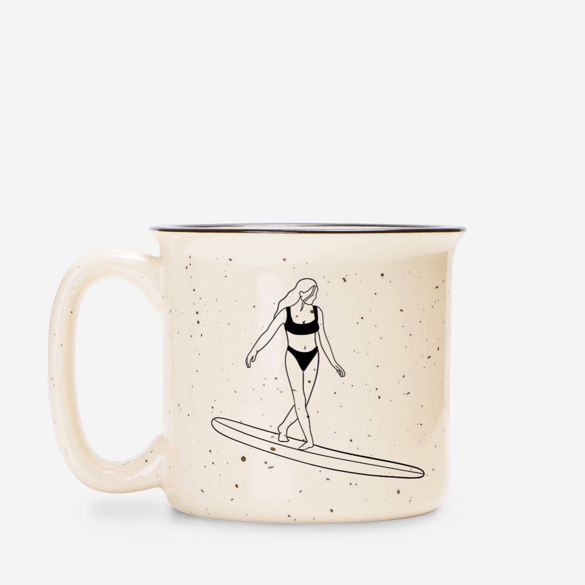 SEA + SHELL – wholesale Kaffekoppar – Surfer Girl Keramikkopp Fläckig Gräddfärgad 13oz1