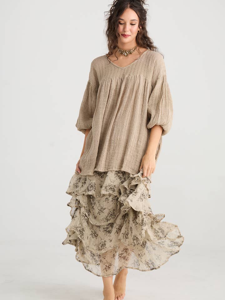 Miss Rose Sister Violet - Wholesale Skirt - Women's - WOMEN'S - Angelica Linen gauze floral skirt.
