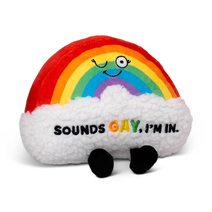 "Sounds Gay I'M In" Rainbow Plush Cute Gift Funny Toy Animal for wholesale by Punchkins