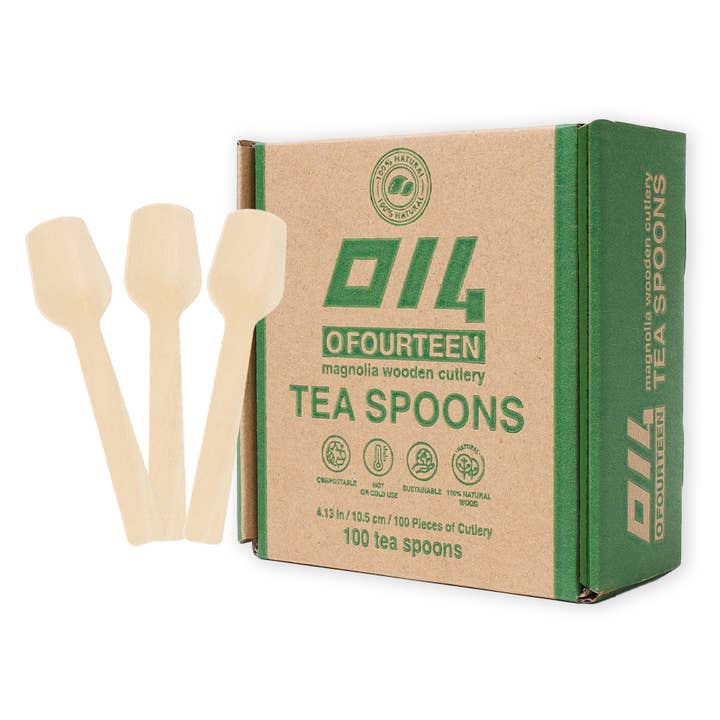 O14 MAGNOLIA WOODEN CUTLERY, (4.13 INCH, 100PCS)-TEA SPOON for wholesale by UrbanCliff