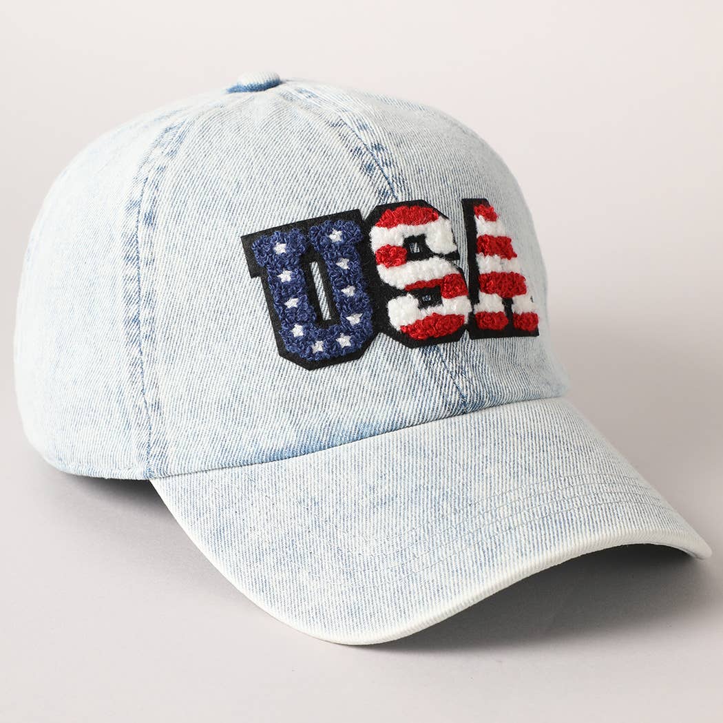 Fashion City - Wholesale Baseball Cap - Unisex - US Themed USA Letter Chenille Patch Baseball Cap13