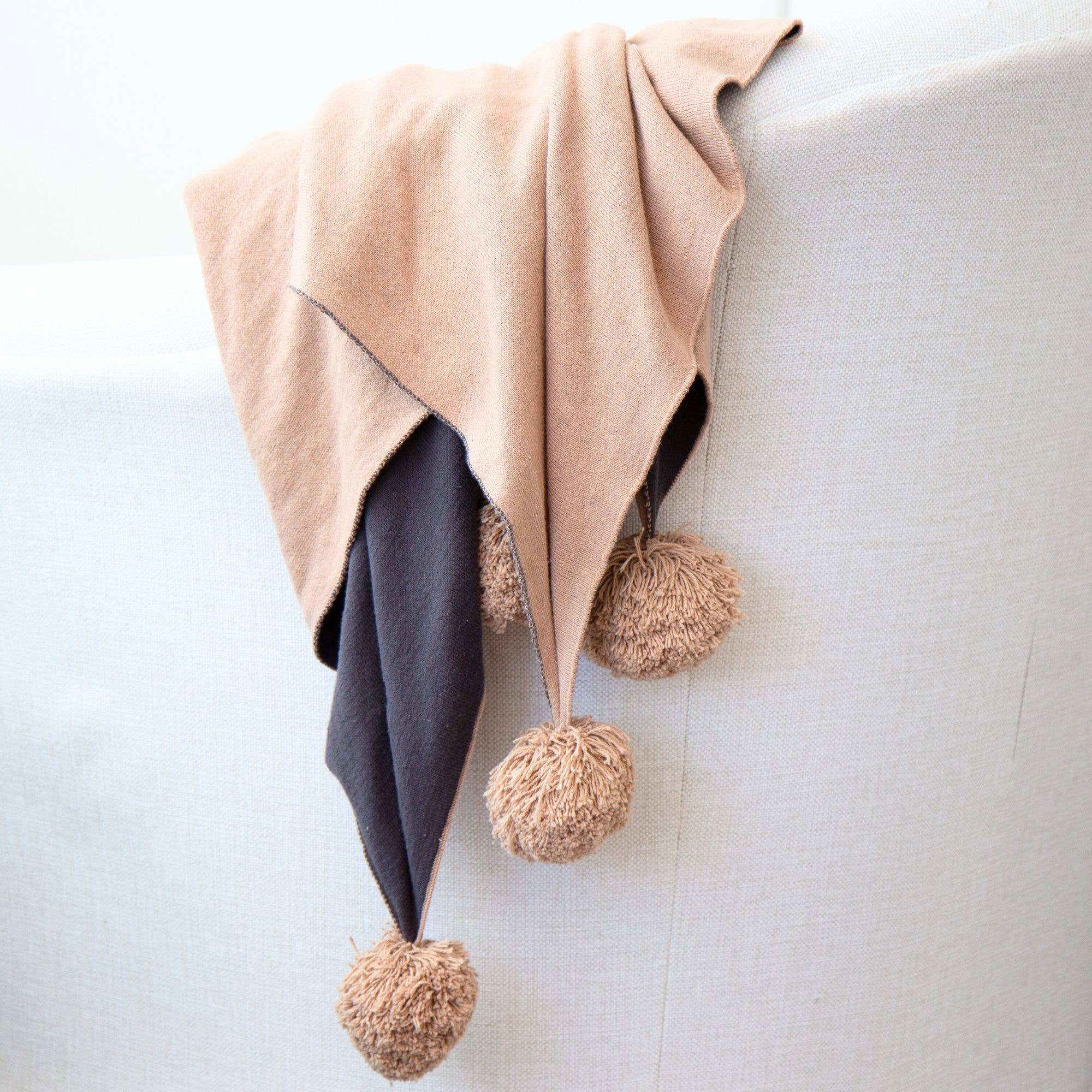 Tajik  Home  LLC - Wholesale Throw Blanket - Dakota Pom Pom Knit Throw Blanket – Double-Sided, Soft 2