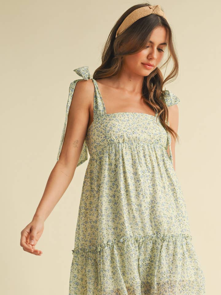 ID8192 FLORAL BABY DOLL RUFFLE TIERED MINI DRESS for wholesale by Klesis