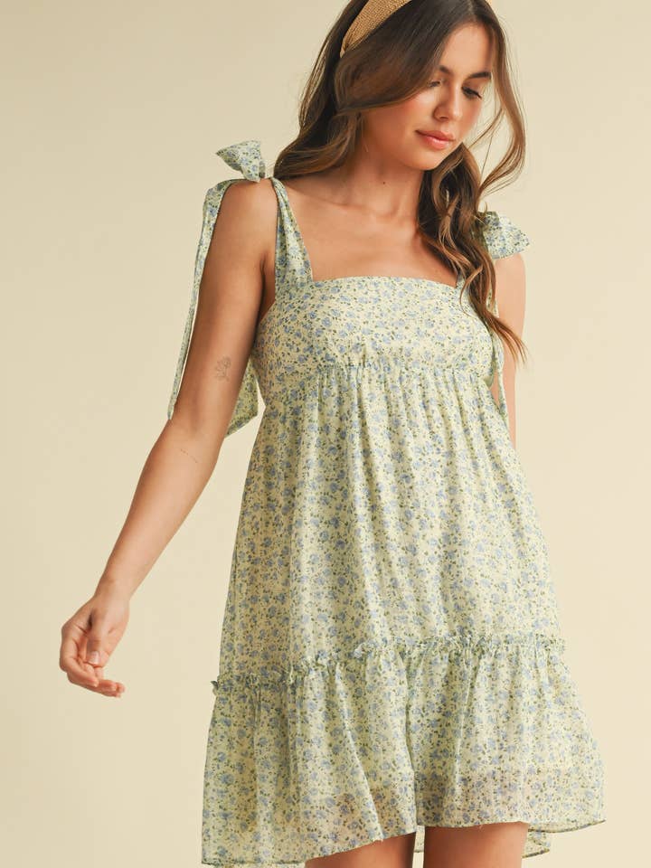 ID8192 FLORAL BABY DOLL RUFFLE TIERED MINI DRESS for wholesale by Klesis