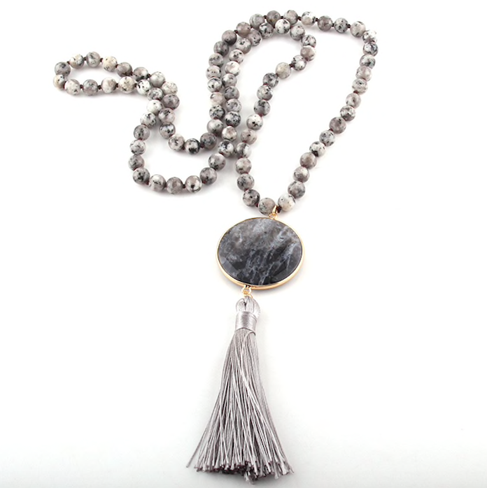 Kate Tuesday Jewelry - Wholesale Pendant/Charm Necklace - Precious Stone Tassel Statement Necklace1