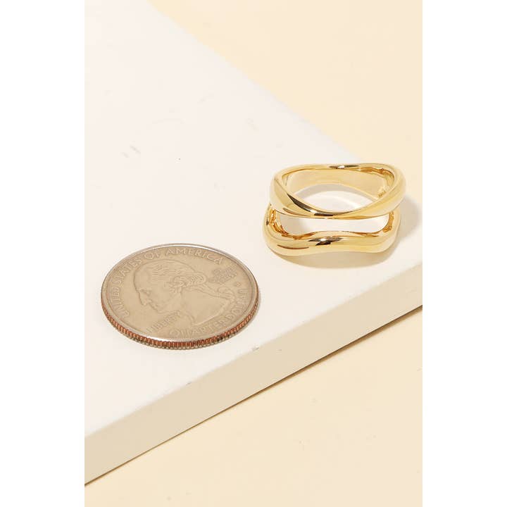 Anarchy Street - Wholesale Band/Stacked Ring - Warped Metallic Double Line Ring