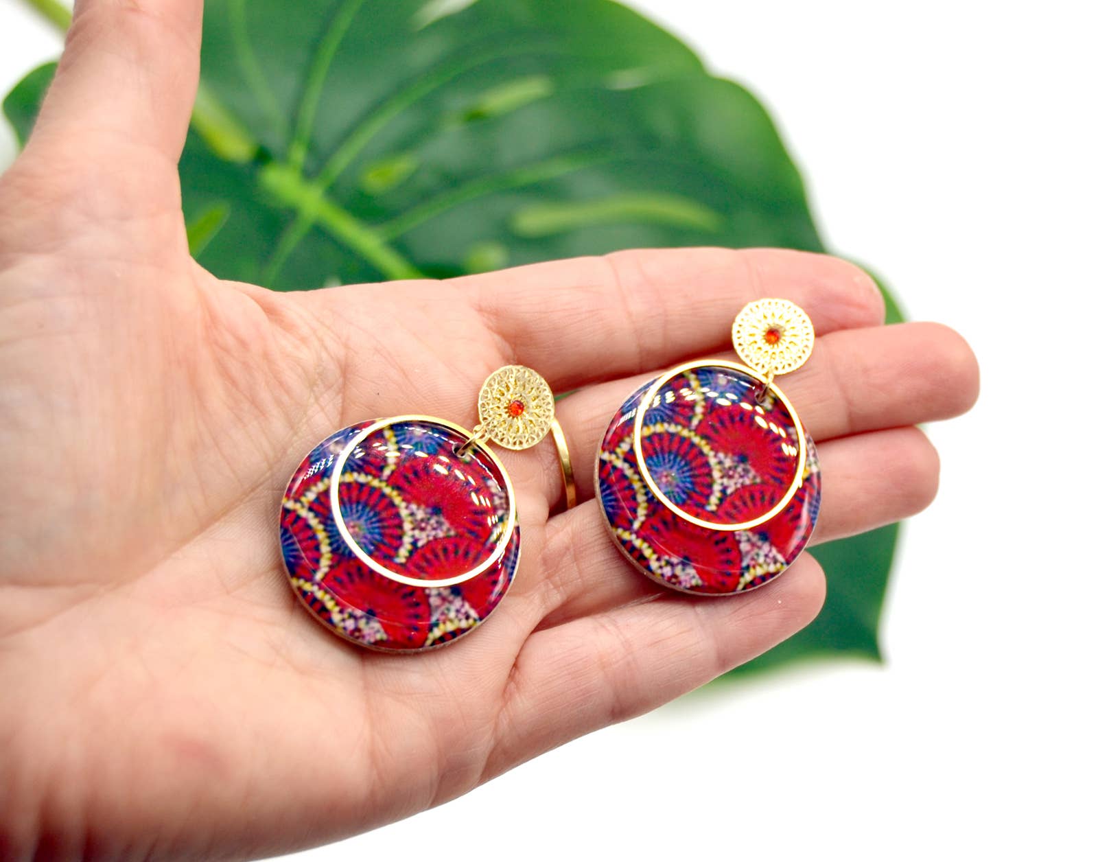 SUNKRIS - Wholesale Dangle Earrings - Japanese pattern wooden and resin paper earrings3