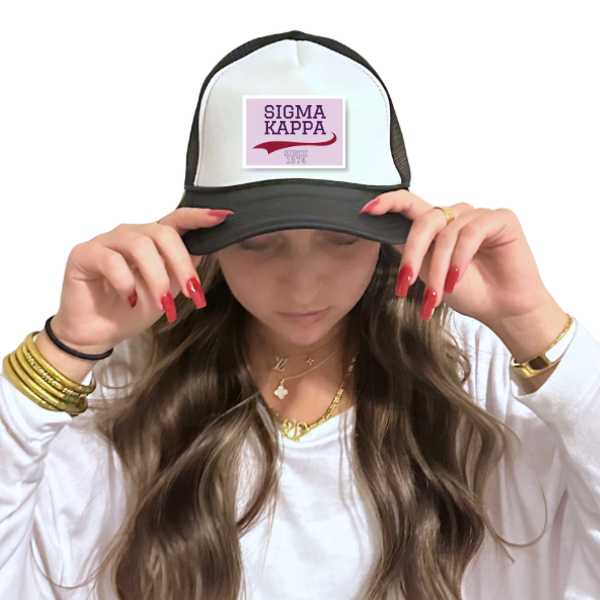 Sarahndipity Shop - Wholesale Trucker Hat - Women's - Sorority Trucker Hat w/ Patch - Collegiate Design31
