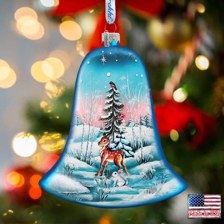 Winter Bunny glazen bel Scenic Glass Ornament van Debrekht voor wholesale door G.DeBrekht Artistic Studios