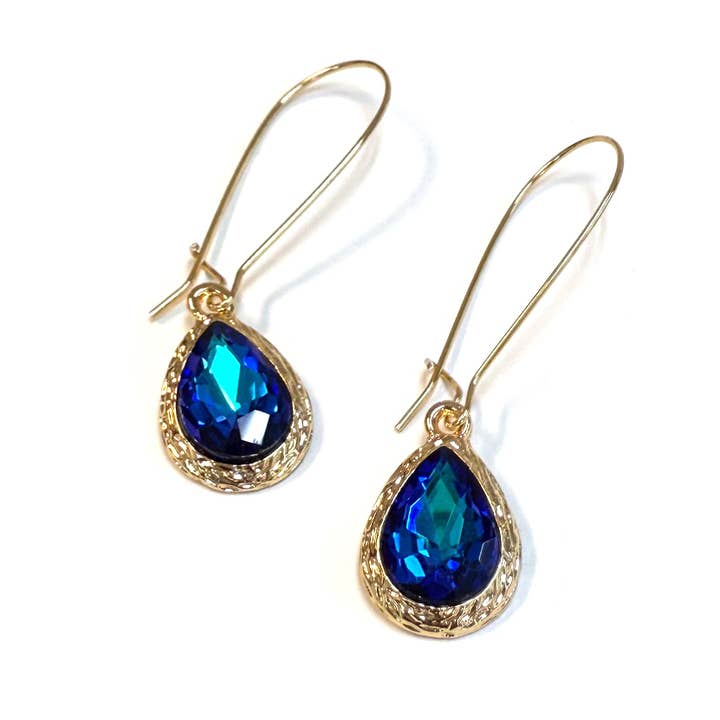 Teardrop Glass Crystal Bead with Kidney Wire Earrings for wholesale by StarryNYC