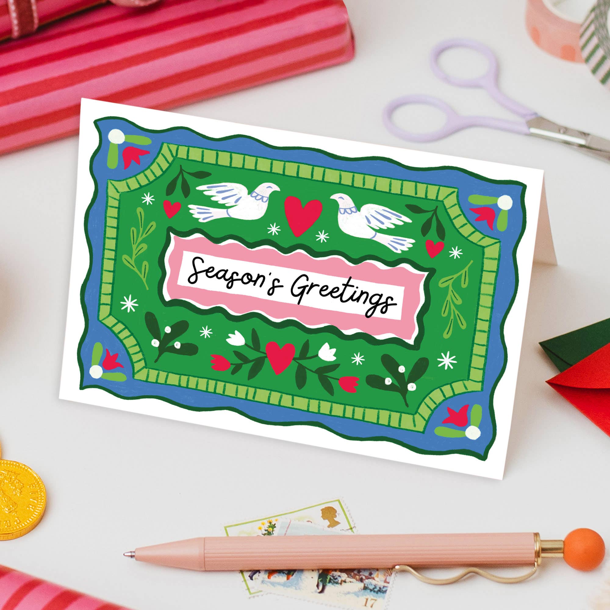 Natalie Lea Owen - Wholesale Christmas card - Dove Christmas Card | Vintage Holiday Card | Seasonal | Folk2