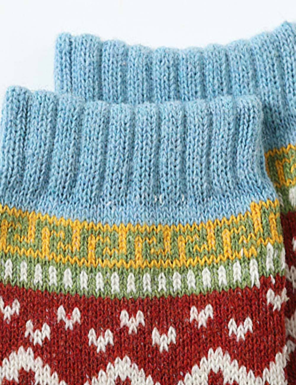 Sweetkama - Vente Chaussettes – femme - Chaussettes montantes tricotées à motif géométrique coloré vintage pour femmes4