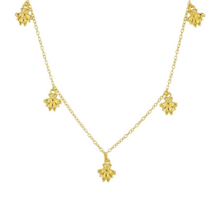 Kette mit kleinen Bienen-Anhängern für den Großhandel von JEWELS BY AGATHE