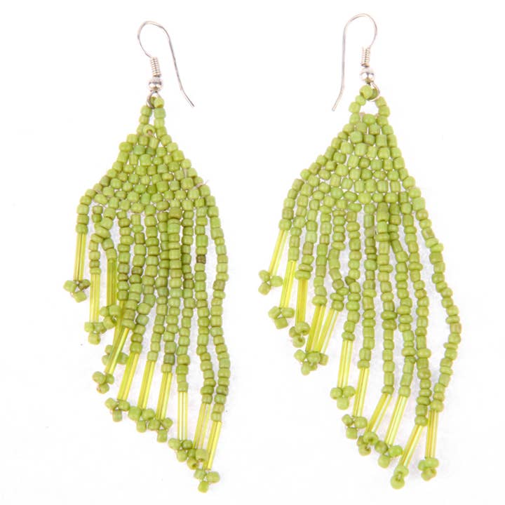 Pendientes de cuentas de semillas con flecos Lima Antigua Antes 3,50 ahora 2 $ para venta al por mayor de Erik & Mike