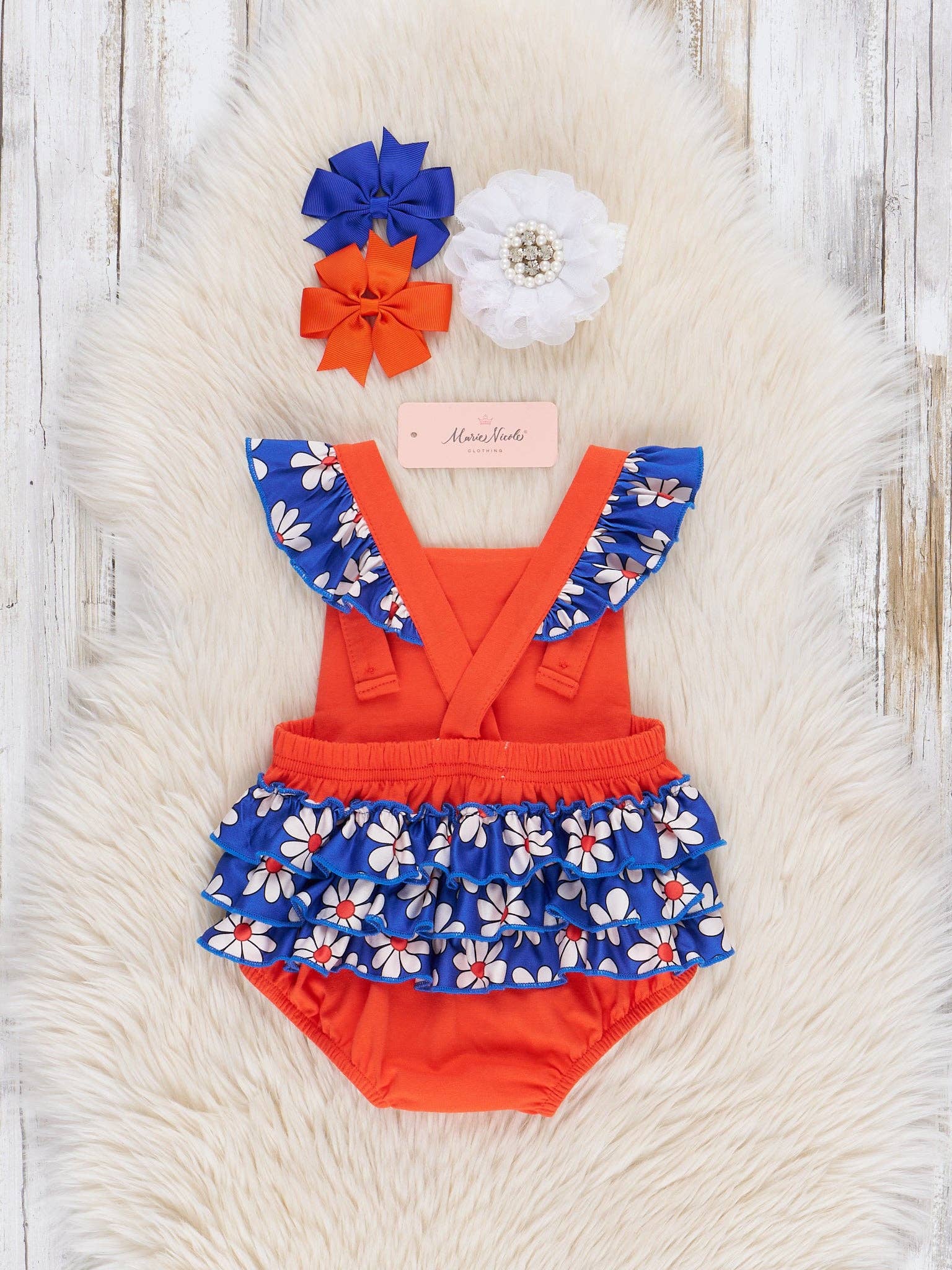 Marie Nicole Clothing - Wholesale Bodysuit (Non-Footed) - Baby - Florida Embroidered Floral Ruffle Bubble1