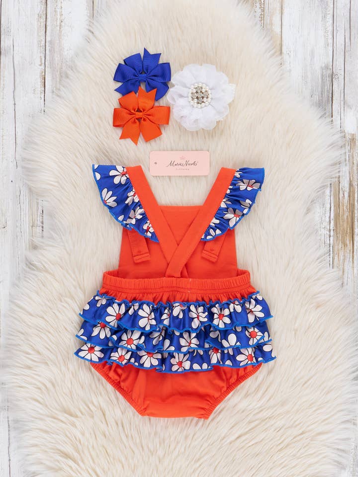 Marie Nicole Clothing - Wholesale Bodysuit (Non-Footed) - Baby - Florida Embroidered Floral Ruffle Bubble1