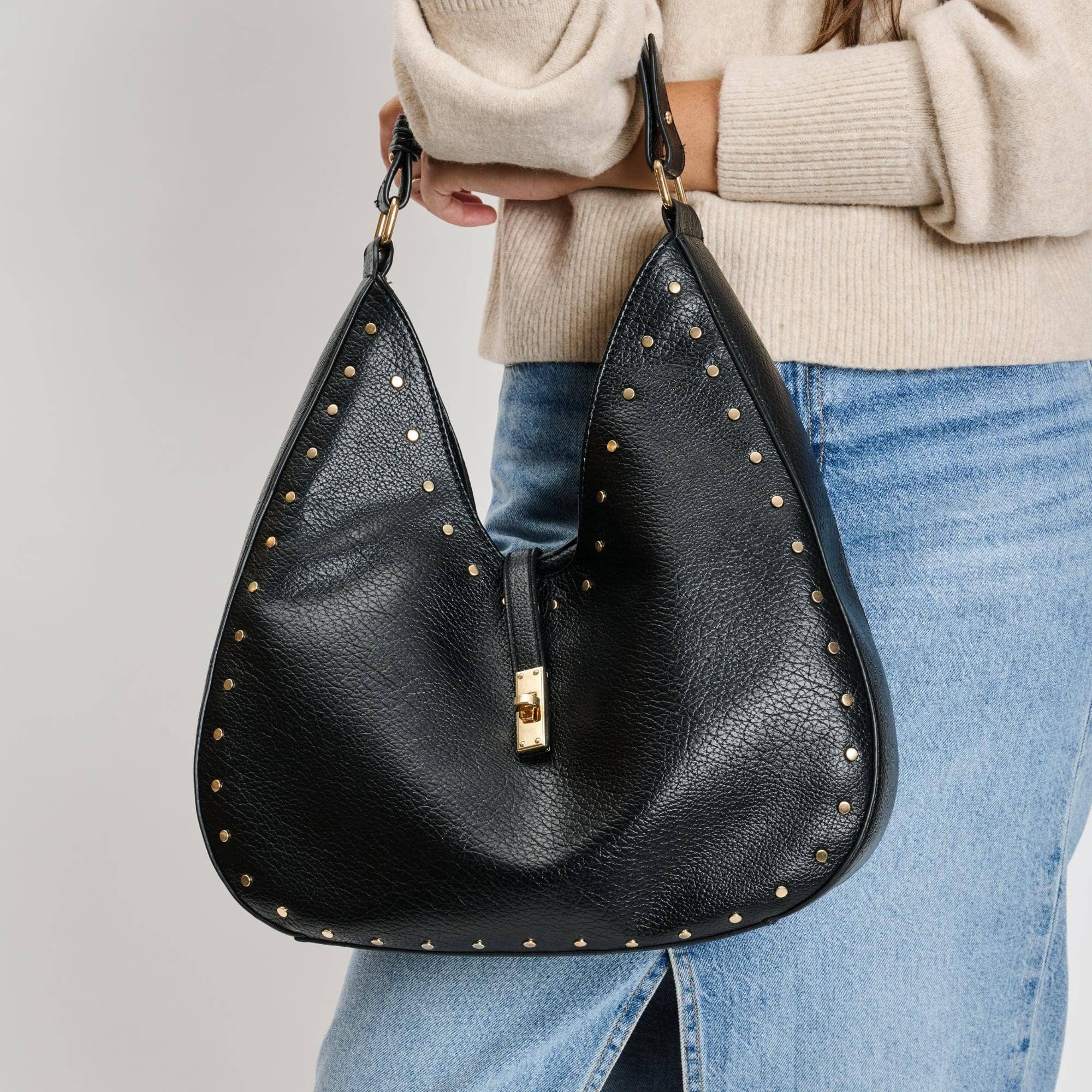 MiMi Wholesale - Vente Sac porté épaule – femme - 35275ML Sac Hobo Clouté Olivia0
