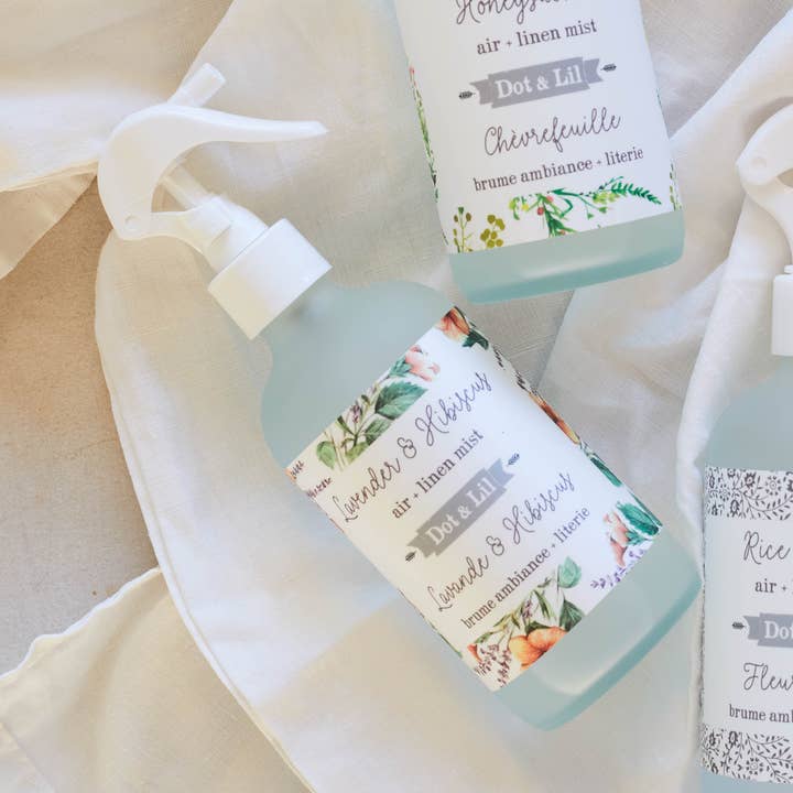 Lavender & Hibiscus linen + air mist for wholesale by Dot & Lil