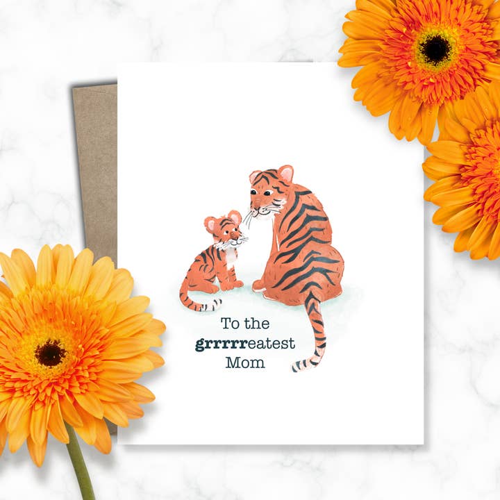 Carte de fête des mères - Tigres pour la vente par Katie Stack Illustrates