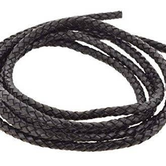 Mandala Crafts - Wholesale Craft Supplies - Mandala Crafts 6mm Braided Leather Cord, Genuine Leather Round Bolo Cord for Jewelry Making, Bolo Ties, Wrapping, Crafting