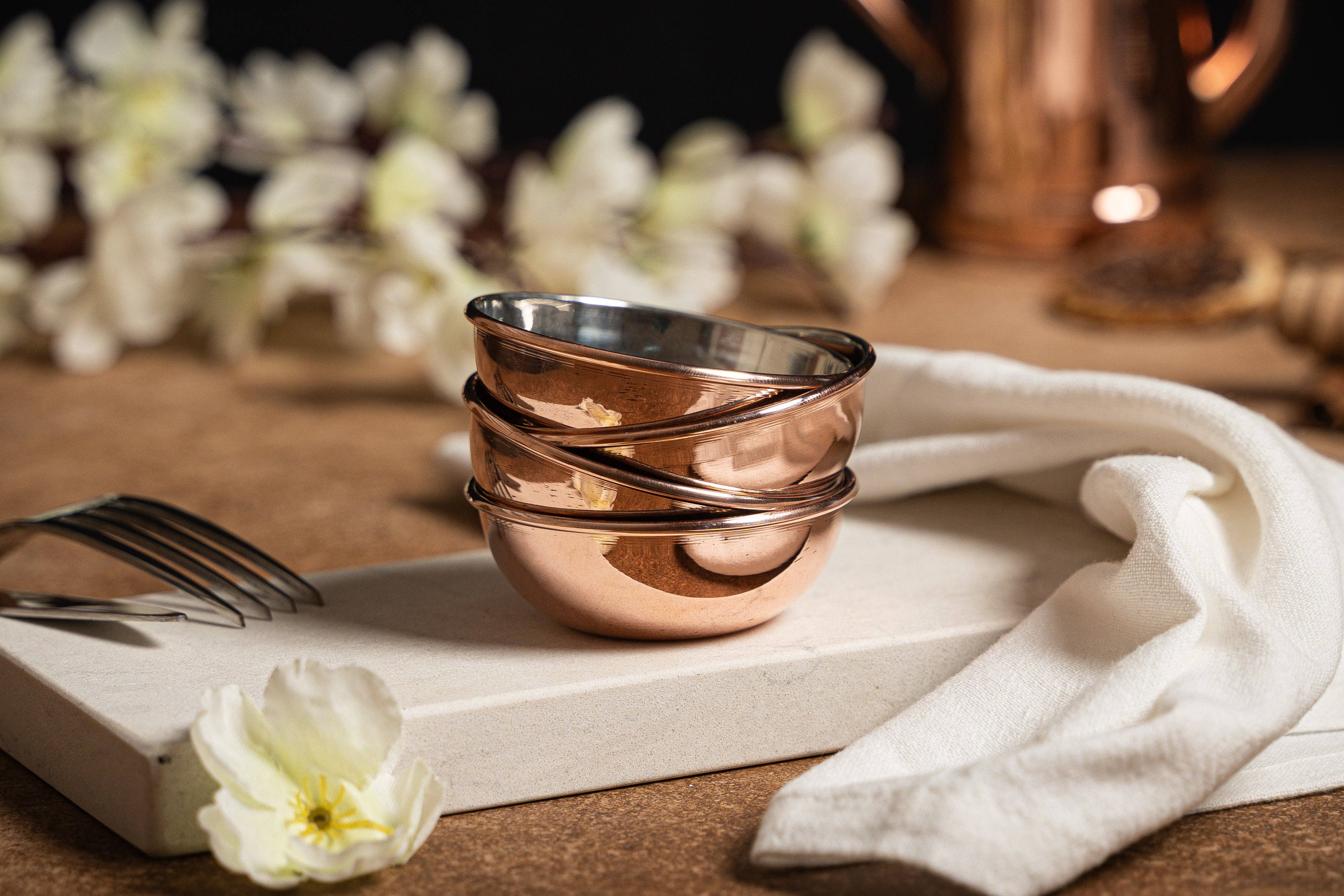 Olive Oil Anatolia - Wholesale Condiment/Dip Bowl - Set Of Six Handcrafted Copper Oil & Sauce Dipping Bowls2