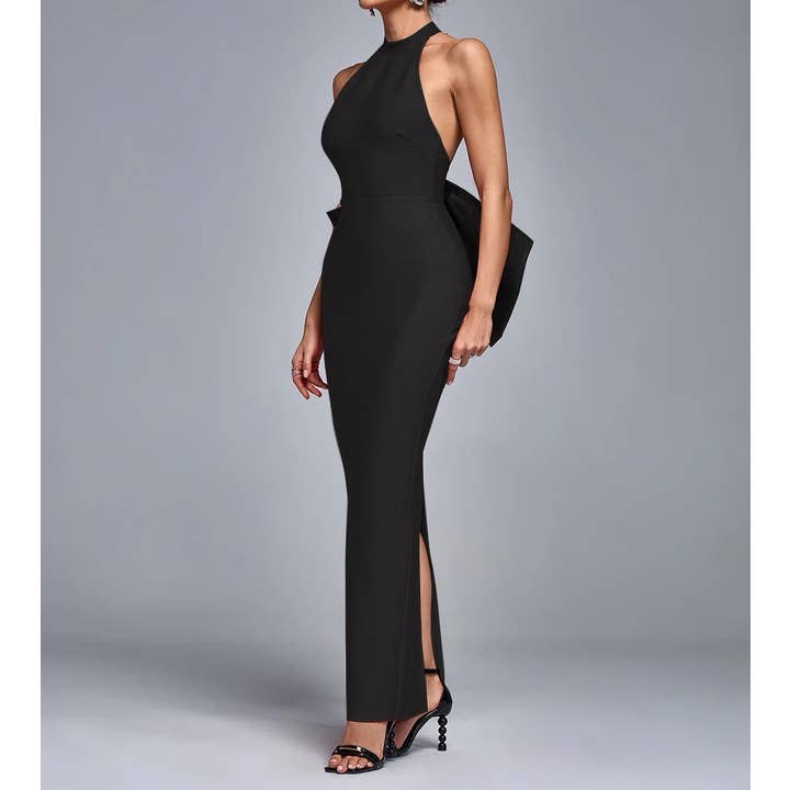 Productseeker – Großhandel Kleid – Damen – DR369 Rotes, rückenfreies Kleid mit großer Schleife und schmaler Passform1