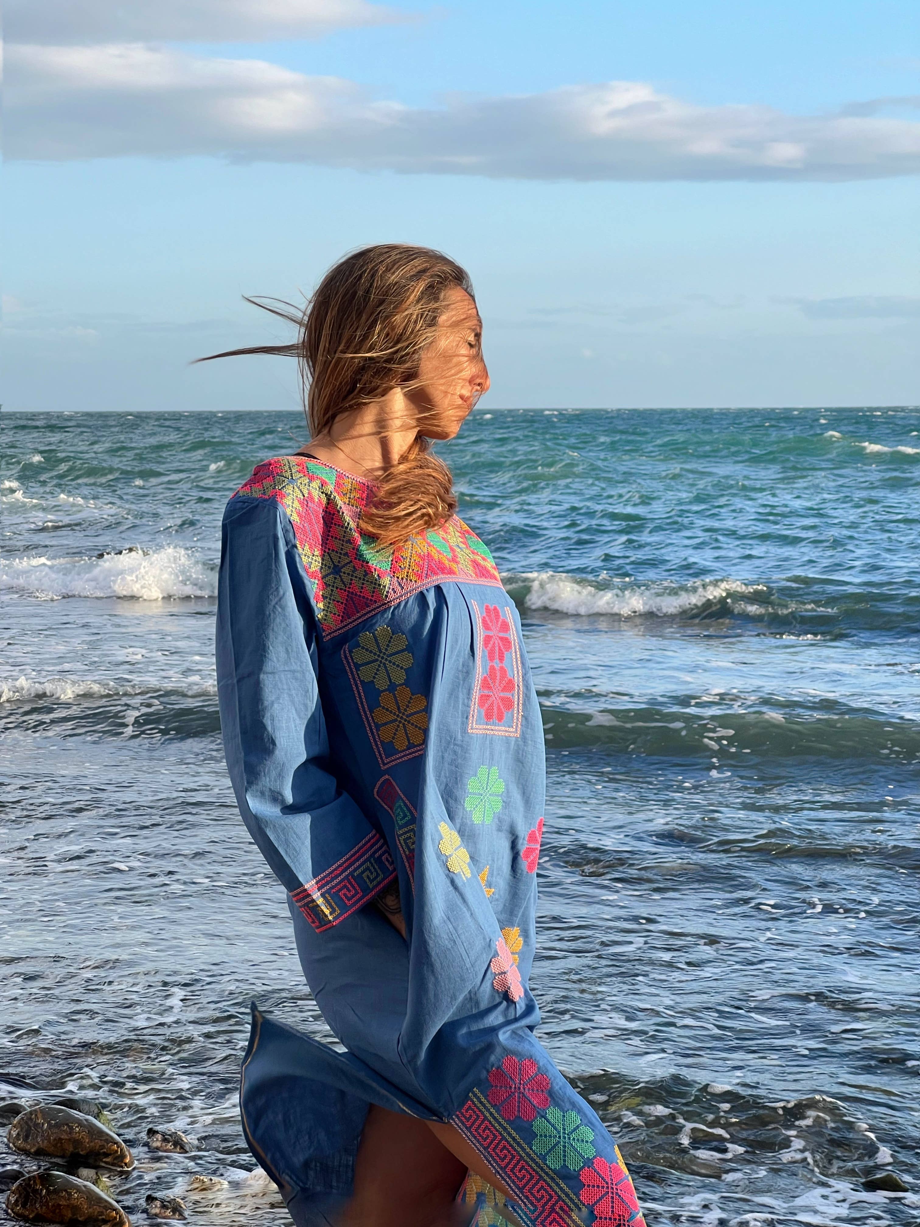 Kinomy - Wholesale Kaftan - Women's - Embroidered cotton kaftans, colorful kaftan, boho kaftan.7
