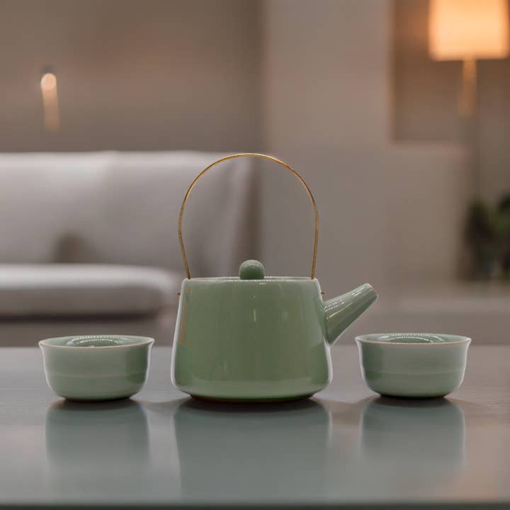 Ancient Wisdom - Wholesale Tea Set - Herbal Jade Teapot Set - Pot & Two Cups