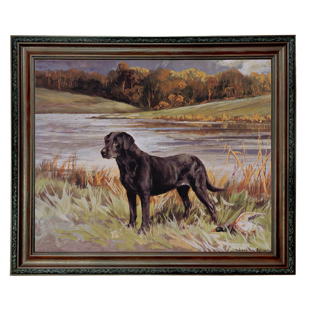 Madison Bay Co. - Historical Home Decor Reproductions - Wholesale Art Print - Labrador Retriever with Duck Framed Painting Print on Canvas90