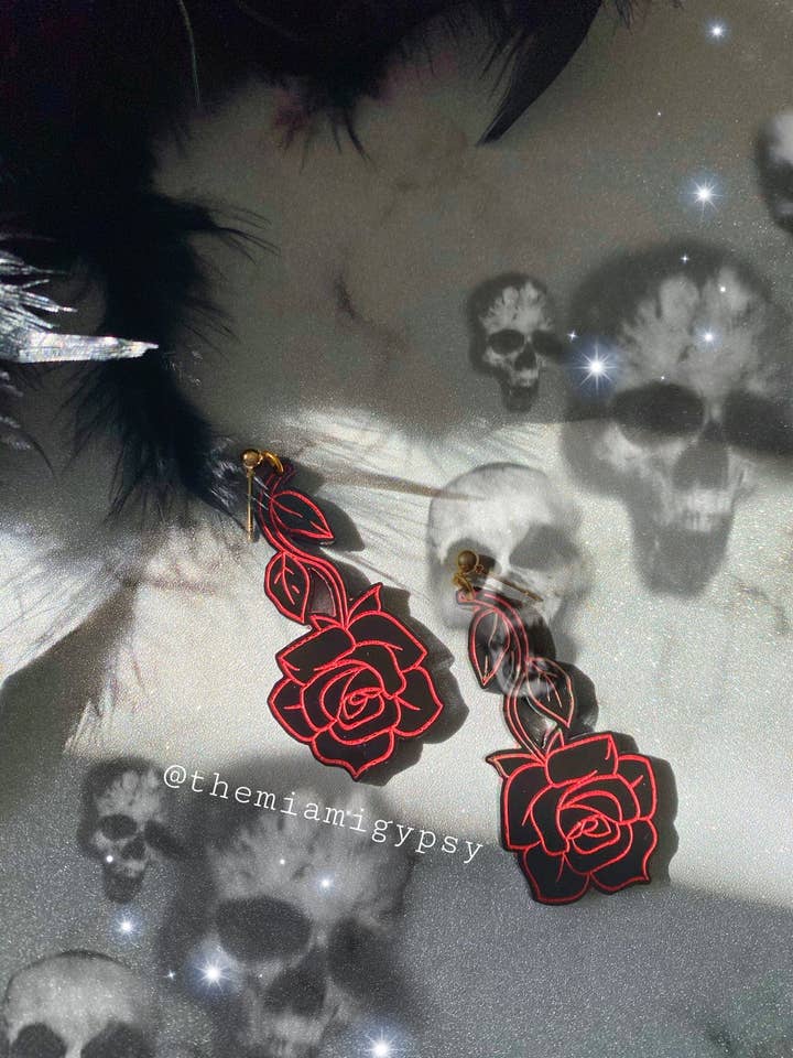 Morticia's Rose Earrings for wholesale by Cosmic lovely