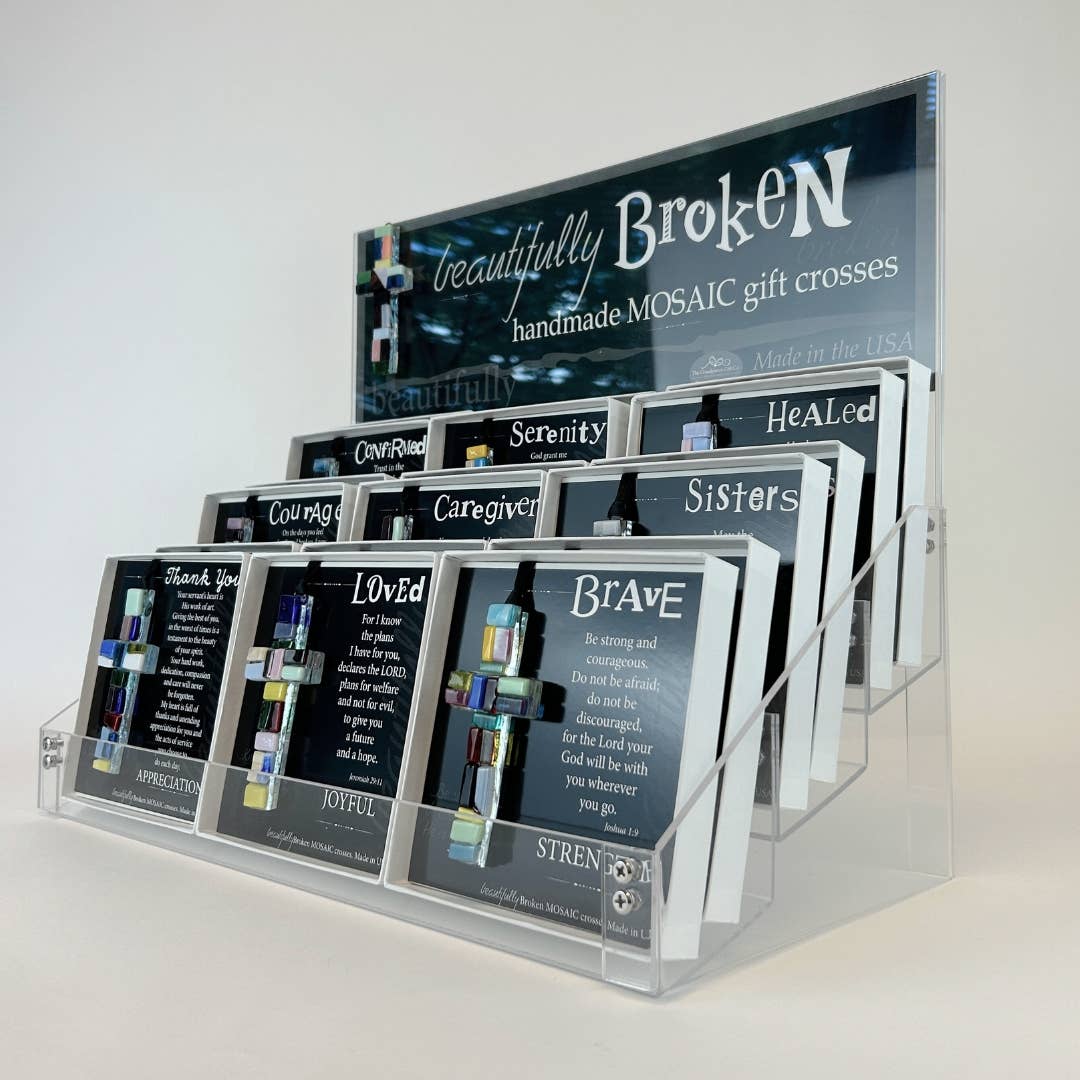 The Grandparent Gift Co. Inc. – wholesale Retailer display – Home & Living – Beautifully Broken Cross Retail Counter Display Unit 70561