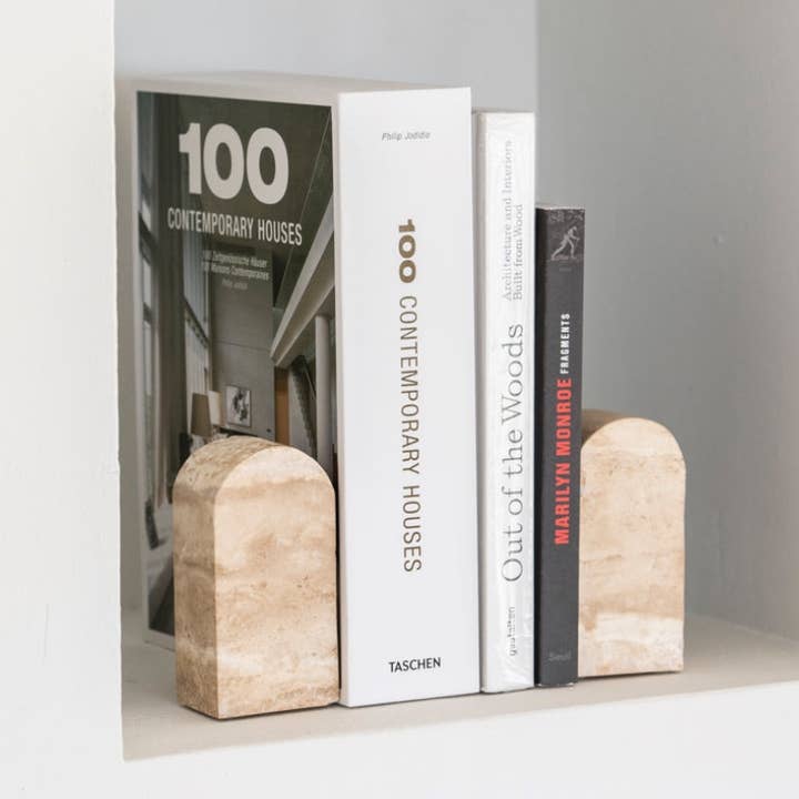 Reggilibri in marmo travertino in stile moderno per la vendita all'ingrosso da parte di Andrea House