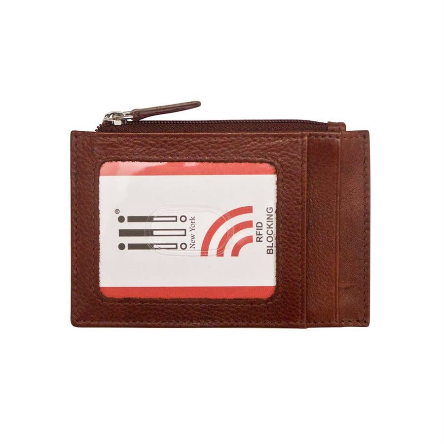 ili New York – wholesale Kortfodral - Unisex – 7416 Läder CC-ID-hållare med blixtlåsficka24