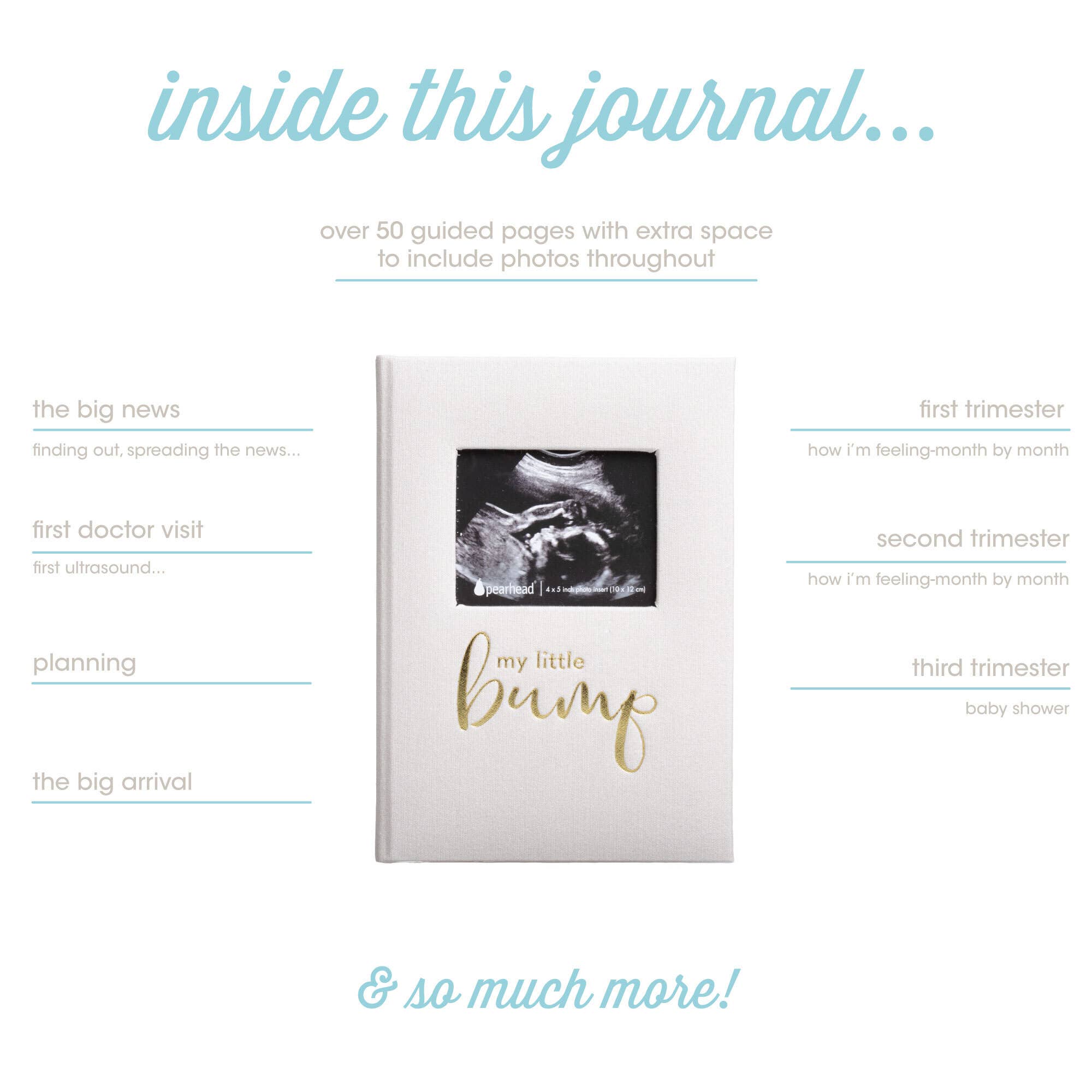 Pearhead - Vente Journal – maternité - Journal de grossesse My Little Bump Linen, Ivoire1