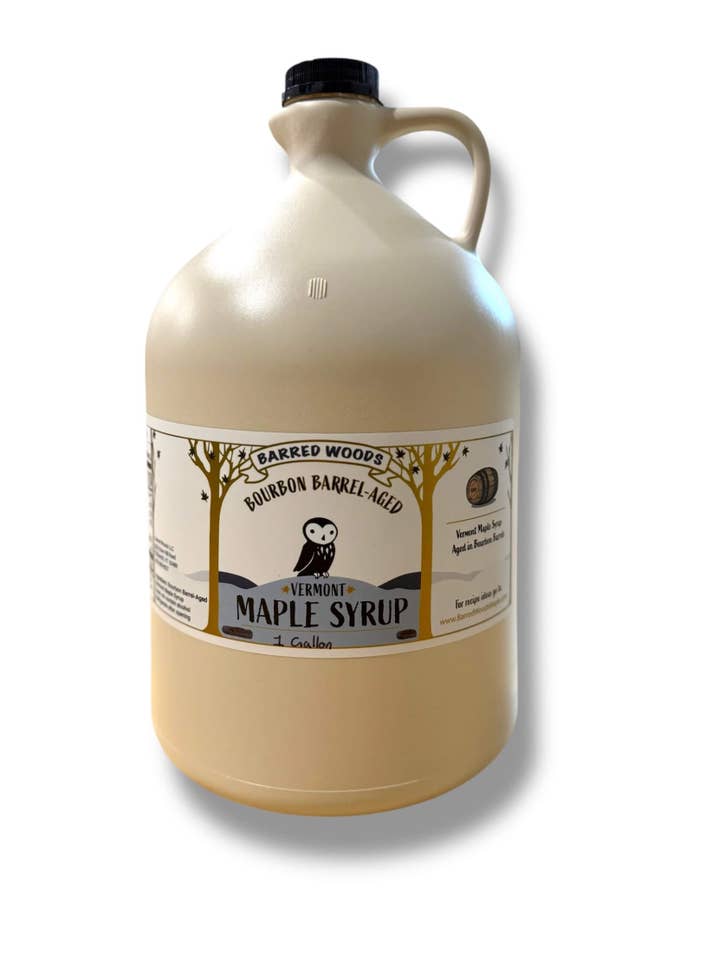 Bourbon Barrel Aged Maple Syrup - Bulk - One Gallon Jug for wholesale by Barred Woods Maple