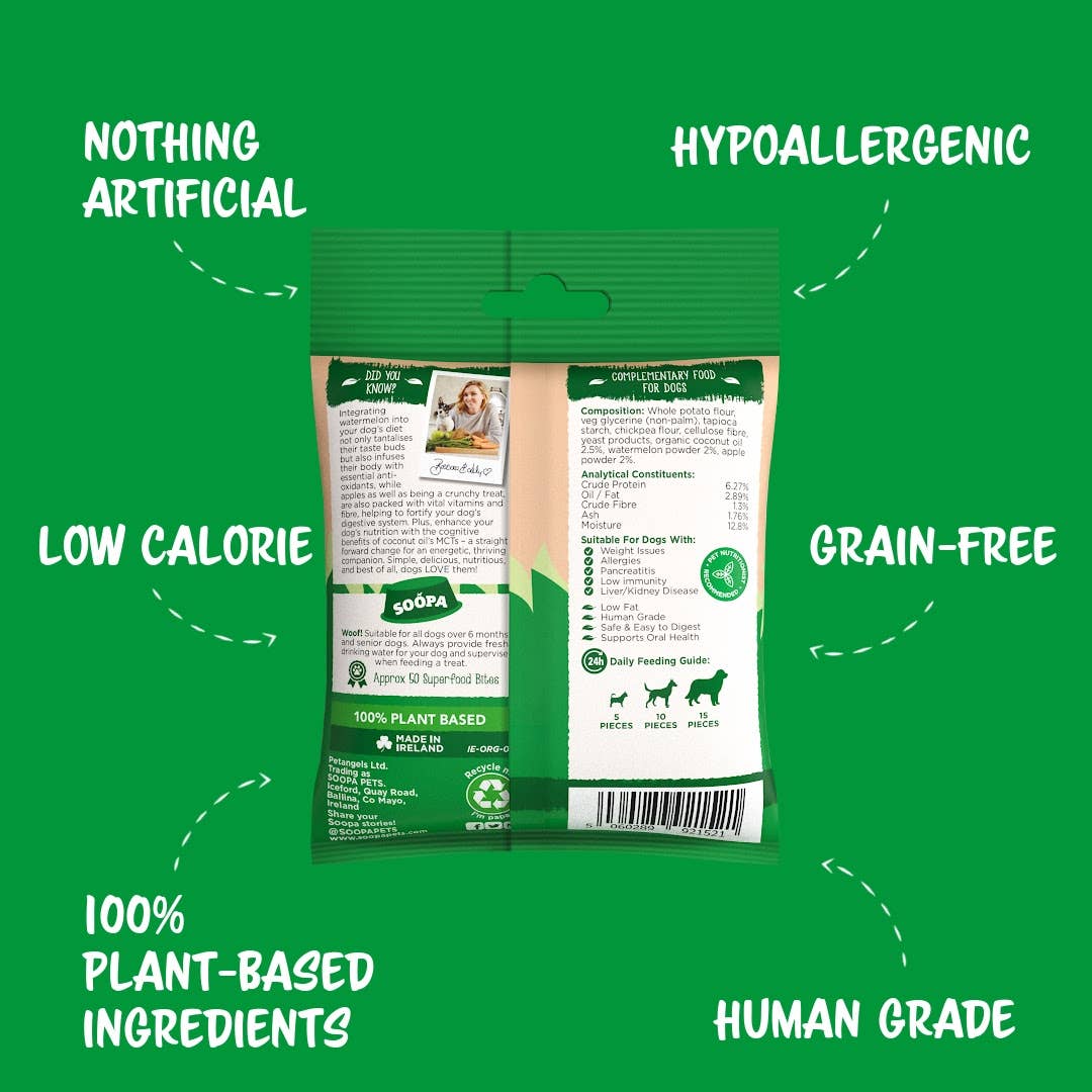 Soopa Europe - Wholesale Pet Treats - Dog - Watermelon & Apple Dog Treats2